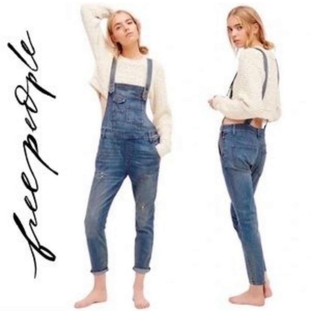 EUC - Free People Milo Denim Jean Overalls - size 26